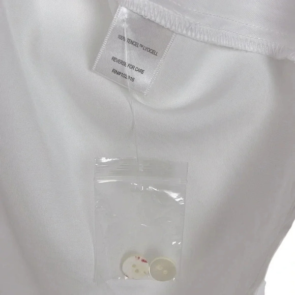 Garnet Hill Women’s 14 Collar V-Neck Long Sleeve Hi-Low White Blouse NWOT - Picture 4 of 7